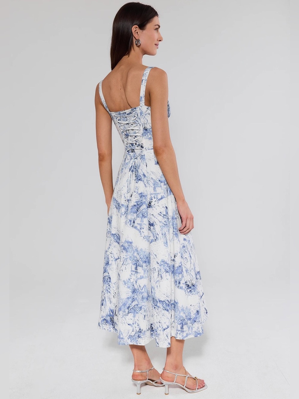 NWT Avara Florence Blue Printed Midi Dress - Picture 2 of 8